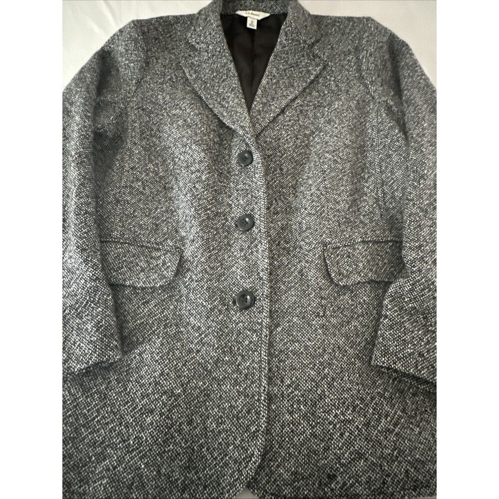 Vintage L.L .Bean Wool Cashmere Gray Tweed Jacket Coat Size 18R - Picture 3 of 11